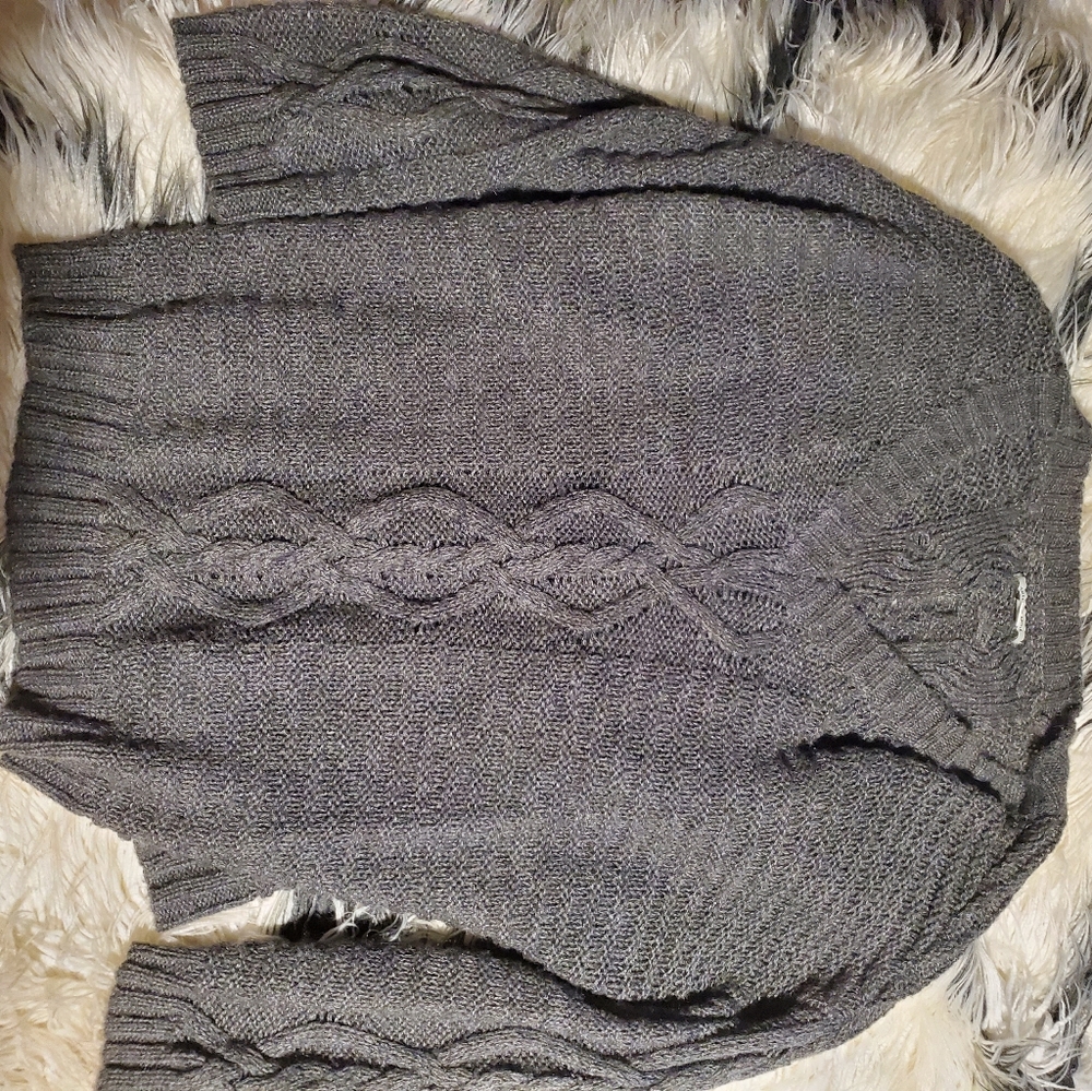 Grey American Eagle loose knit oversized v neck sweater xl - Picture 2 of 3